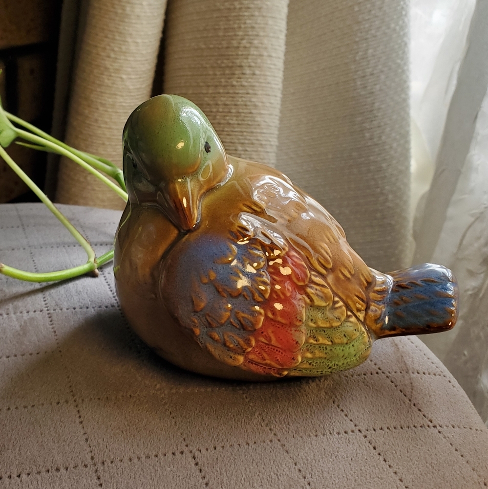 Colorful Glazed Ceramic Birds Set Of 2 - Picture 5 of 9
